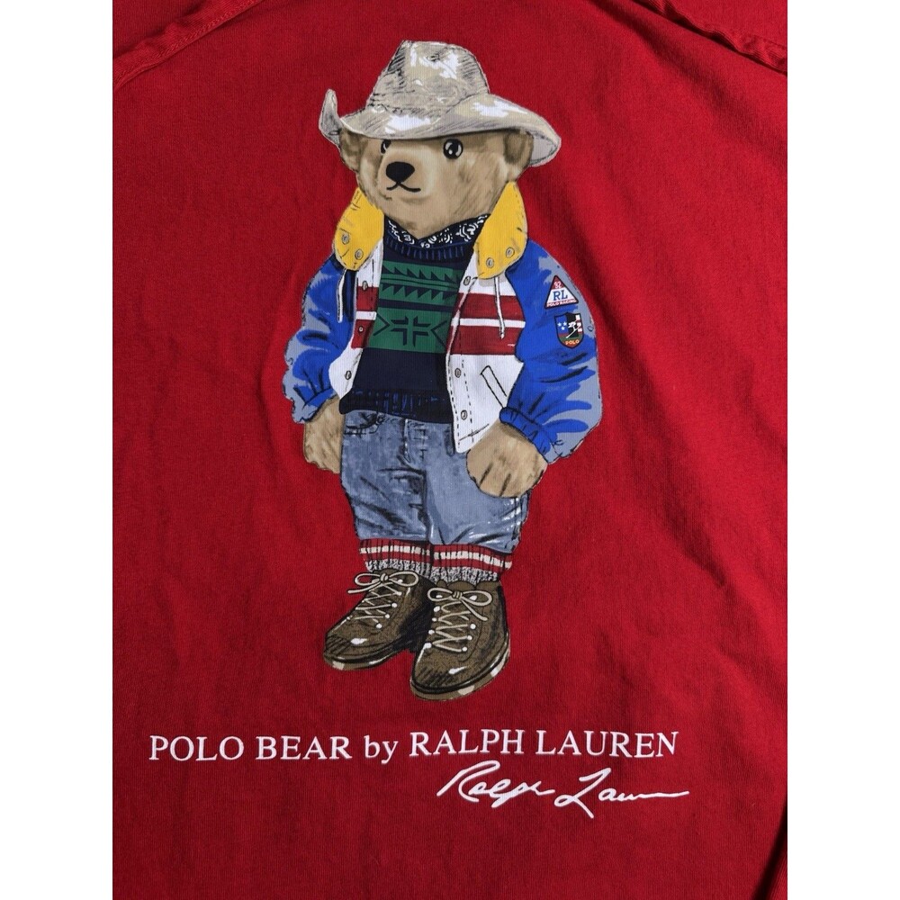 Western Aztec Polo Bear Ralph Lauren Red Lightweight Pullover Hoodie Men’s 3XLT